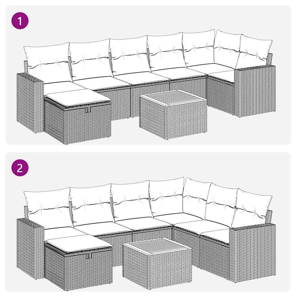 8-Tlg. Garten-Sofagarnitur Mit Kissen Poly Rattan