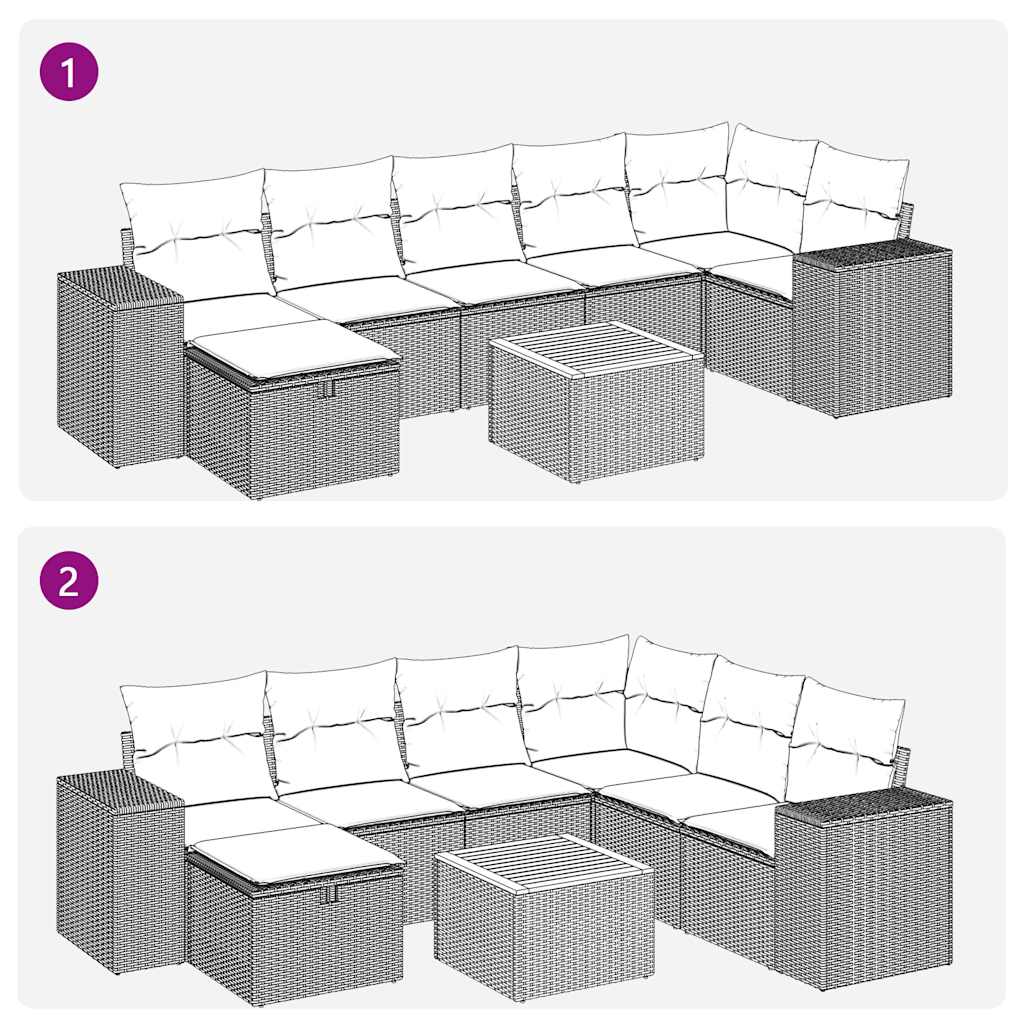 8-Tlg. Garten-Sofagarnitur Mit Kissen Poly Rattan