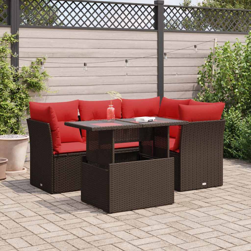 5-Teiliges Gartensofa-Set Mit Kissen, Es Polyrattan
