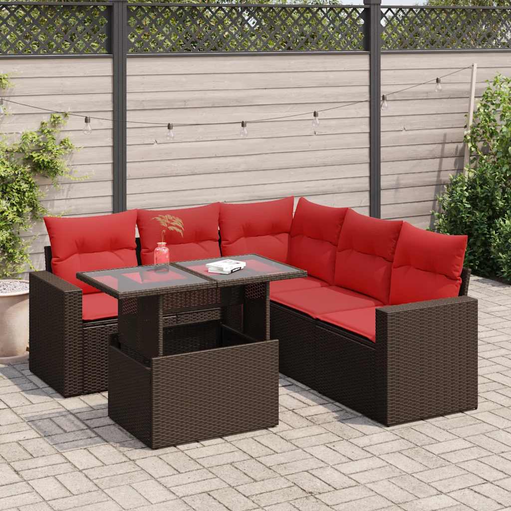 6-Teiliges Gartensofa-Set Mit Kissen, Es Polyrattan