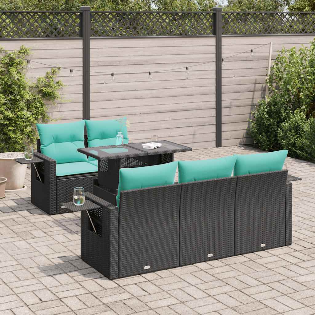 6-Tlg. Garten-Sofagarnitur Mit Kissen Poly Rattan