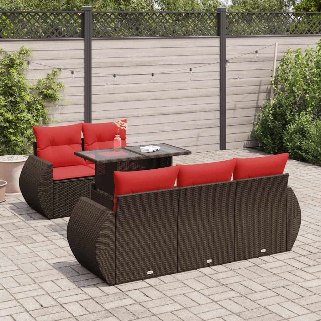 6-Tlg. Garten-Sofagarnitur Mit Kissen Poly Rattan