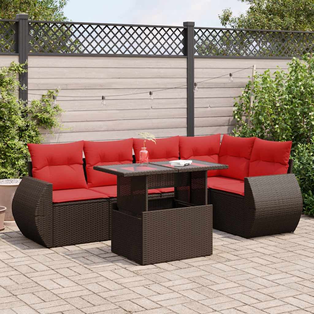 6-Teiliges Gartensofa-Set Mit Kissen, Es Polyrattan