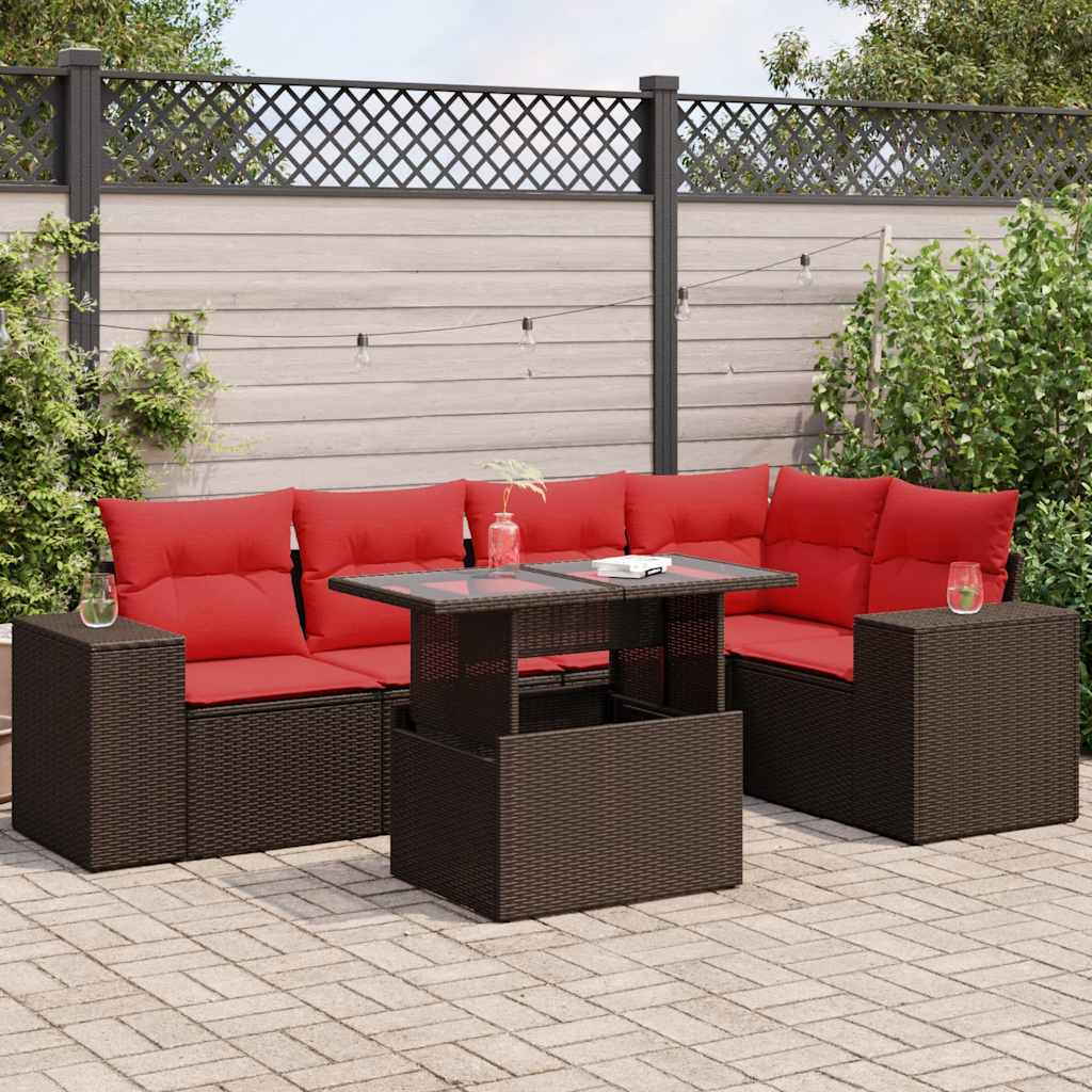 6-Teiliges Gartensofa-Set Mit Kissen, Es Polyrattan