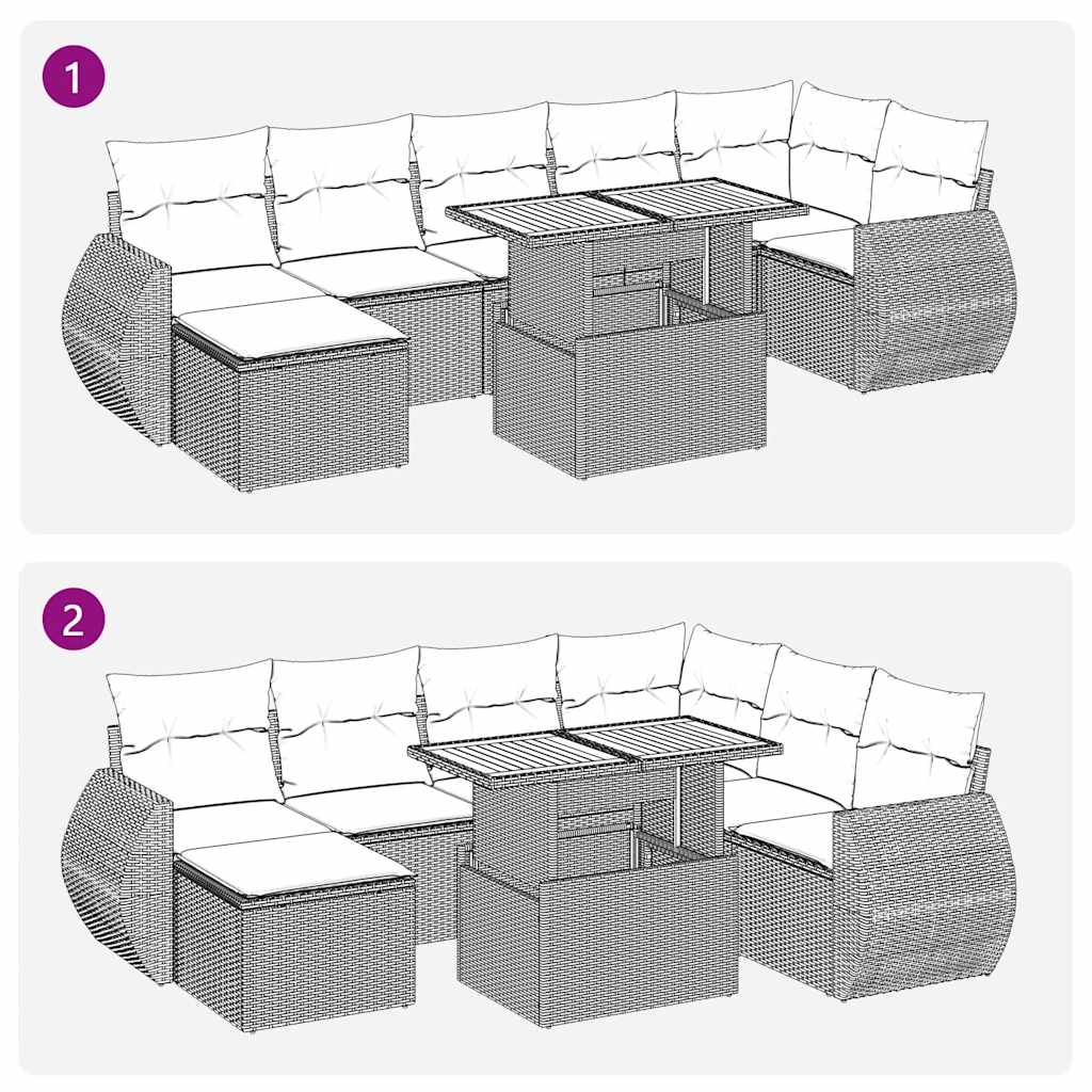 8-Tlg. Garten-Sofagarnitur Mit Kissen Poly Rattan