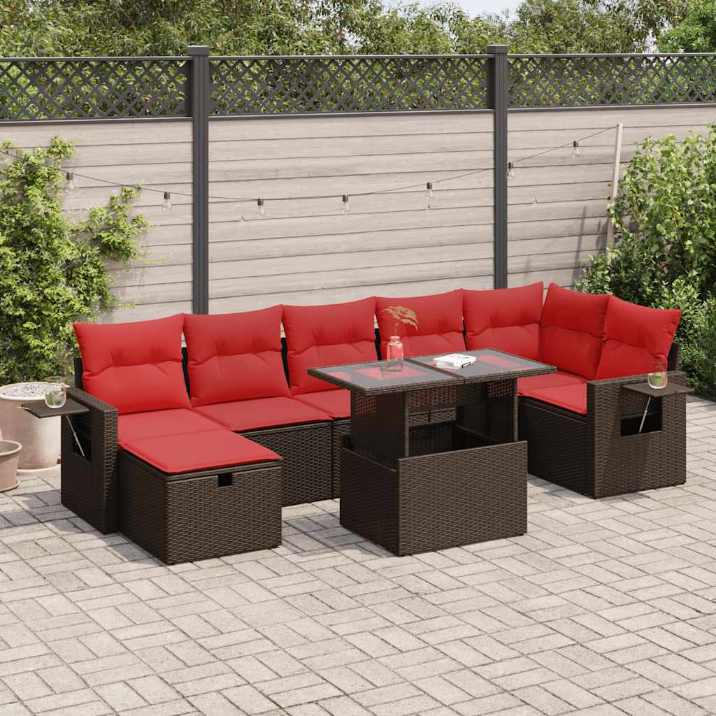 8-Teiliges Gartensofa-Set Mit Kissen, Es Polyrattan