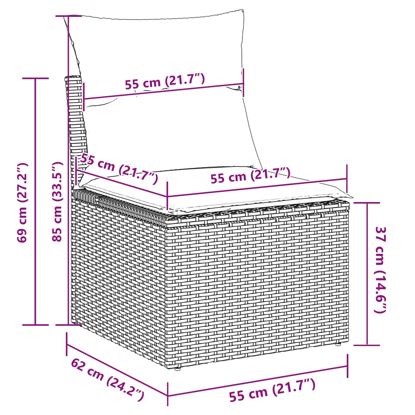 Sofa Set Mit Kissen 4 Pcs Poly-Rattan