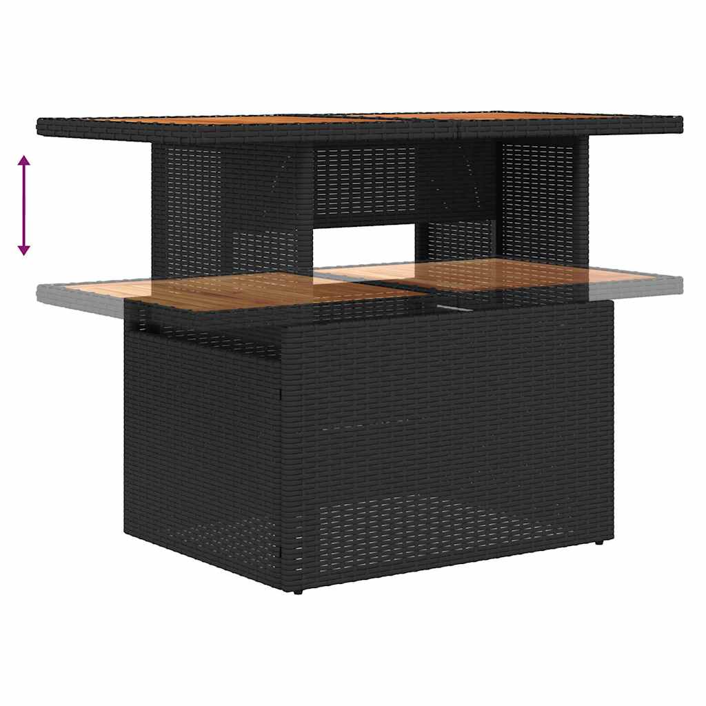 Garten-Sofa-Set Mit Speicher 5 Pcs Schwarz Poly Rattan