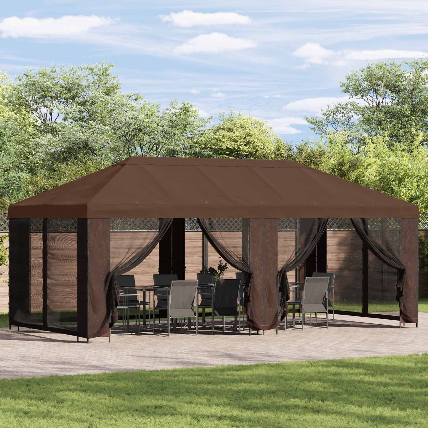 Garten Pavillon 6 X 3 M Polyester Und Stahl 190