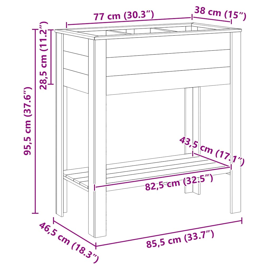 Hoher Pflanzer Mit Regal Braun 85,5 X 46,5 X 96 Cm