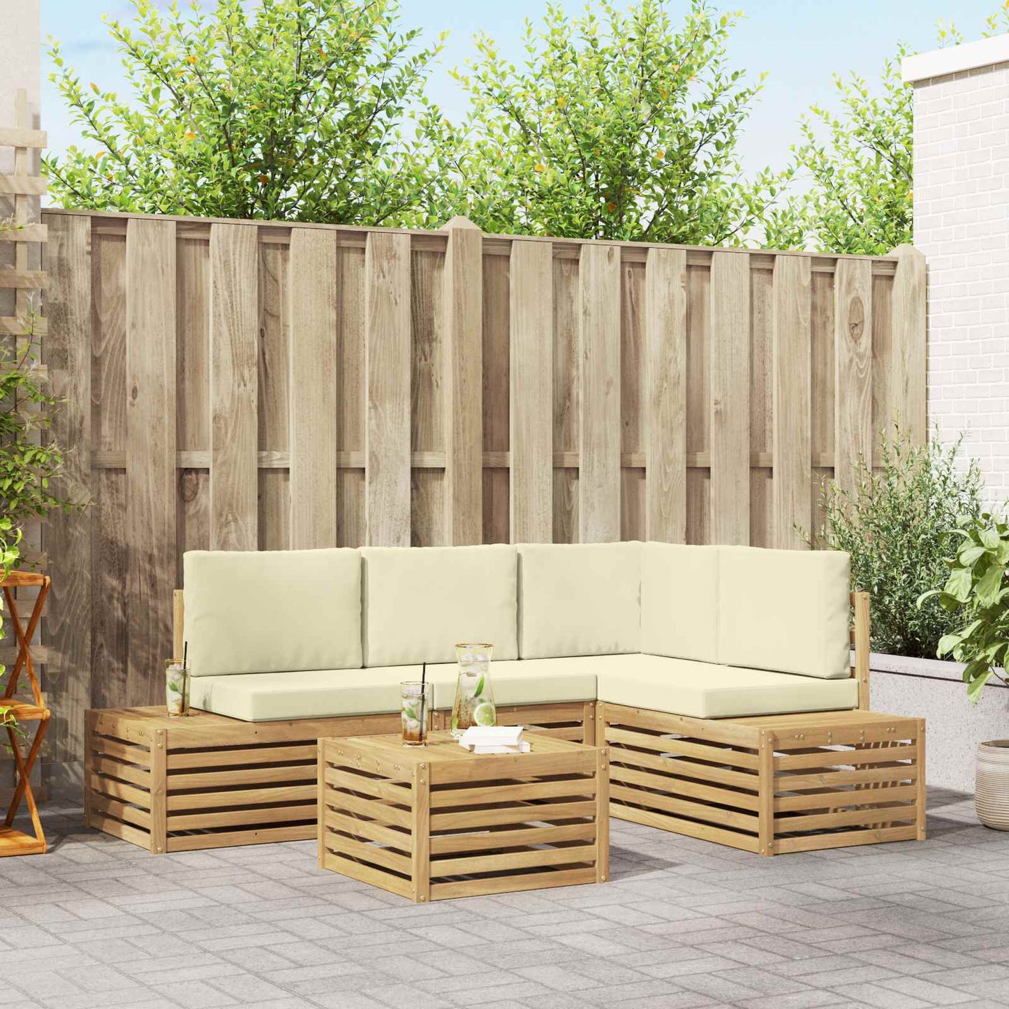 Outdoor-Sofagarnitur Mit Kissen 5 Stück