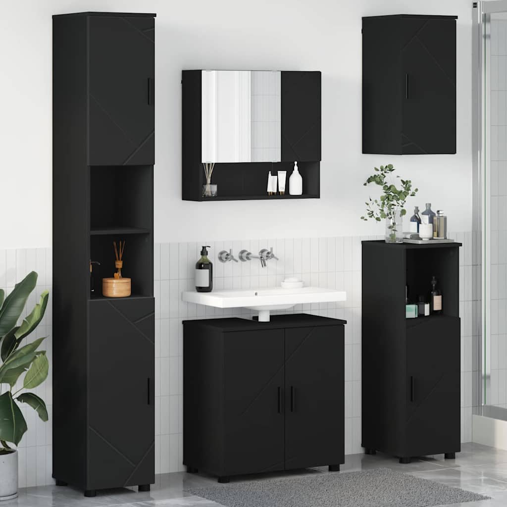 Badezimmermöbel-Set 5 Pcs Beton Grau Holzwerkstoff & Metall