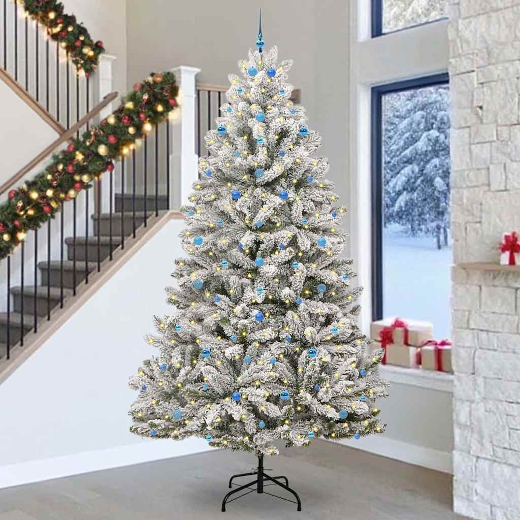 Künstlicher Weihnachtsbaum Klappbar Beschneit Grün Und Weiß