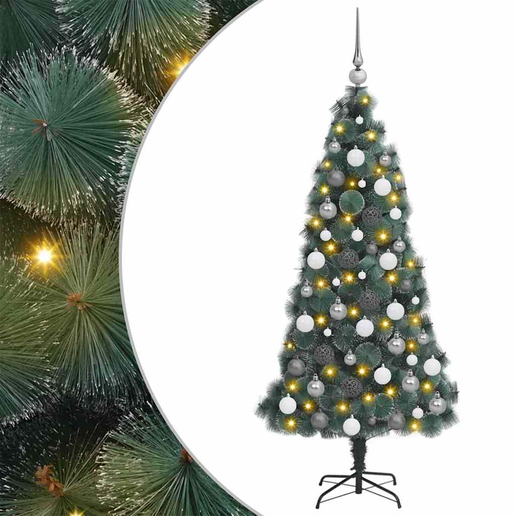 Künstlicher Beleuchteter Weihnachtsbaum Mit Kugel-Set 120 Cm