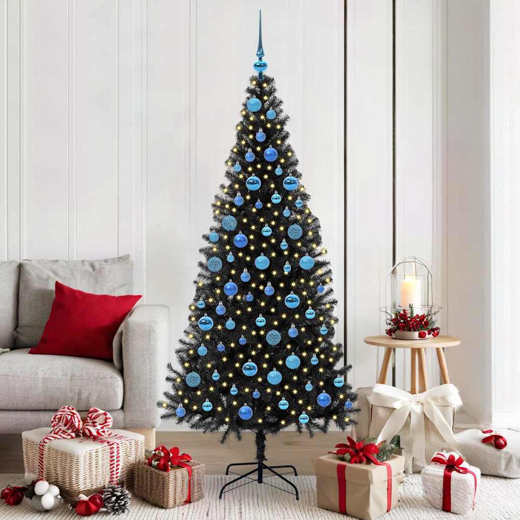 Weihnachtsbaum Mit 300 Leds Mit Ständer Pvc Schwarz