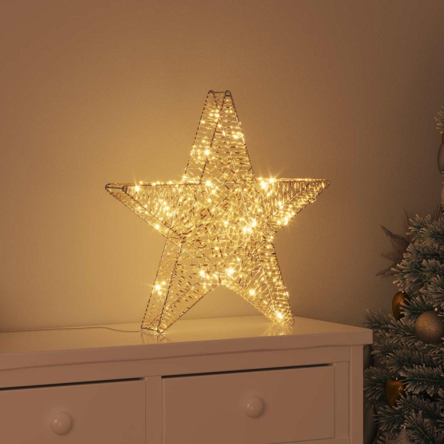 3D Stern Mit 50 Leds Warmweiß 55 X 52,5 X 9 Cm Pet