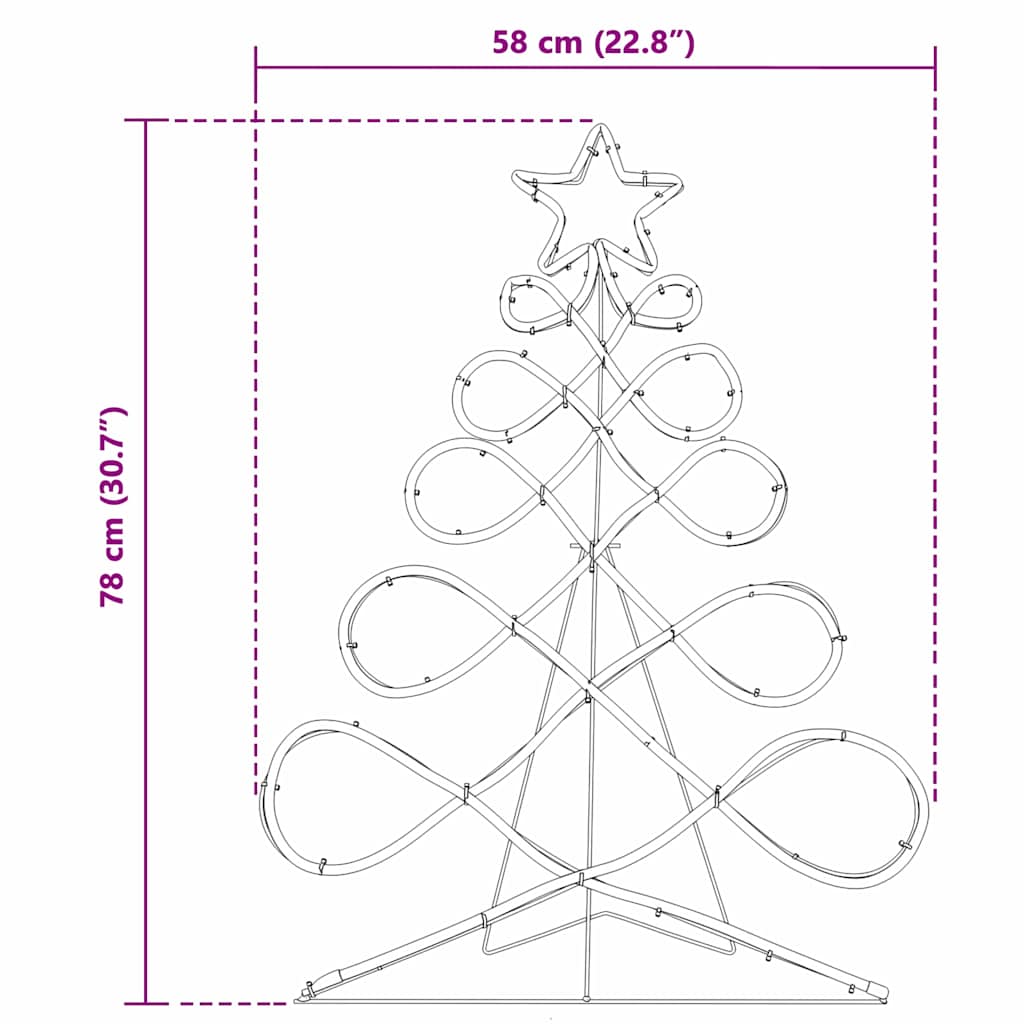 Lichterbaum In Weihnachtsbaumform Mehrfarbig 78 X 58 Cm Pvc