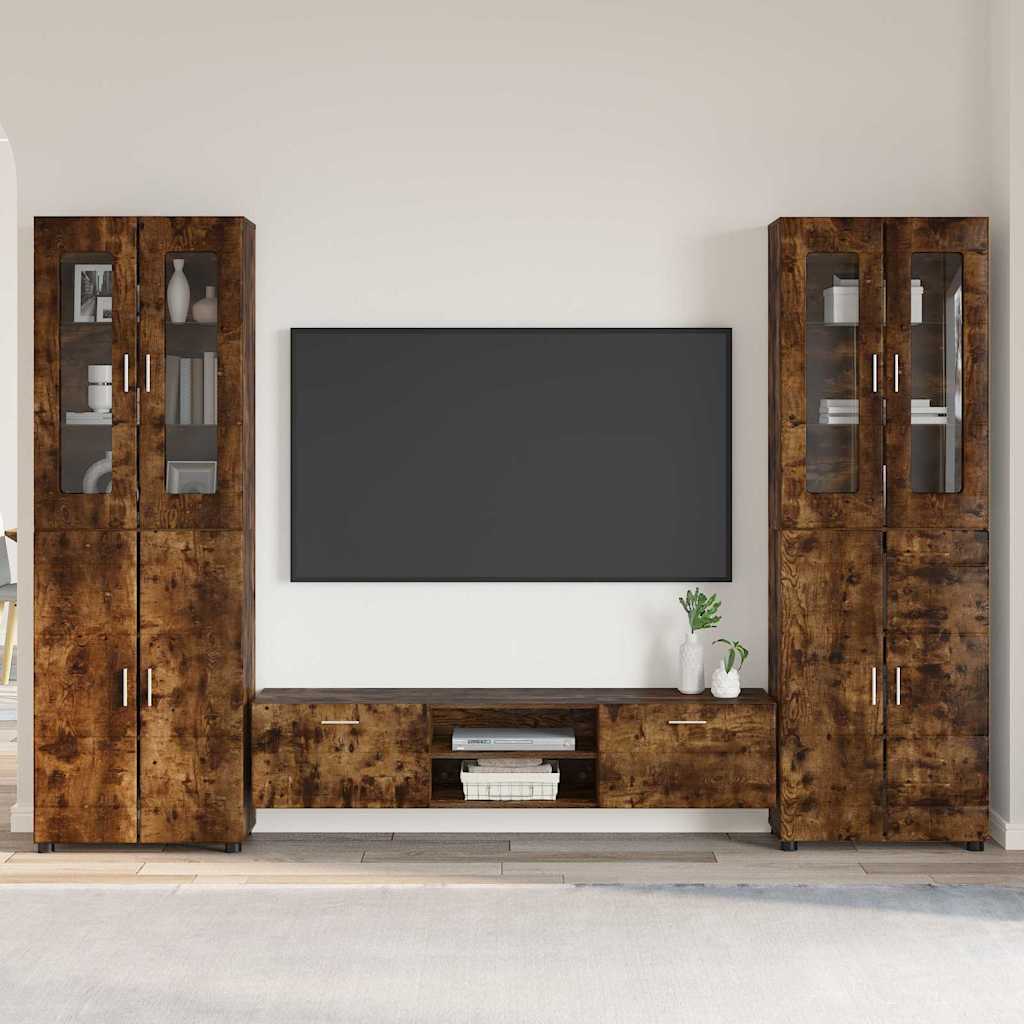 Tv-Schrankset Florin 3 Pcs Geräucherte Eiche Holzwerkstoff Räuchereiche
