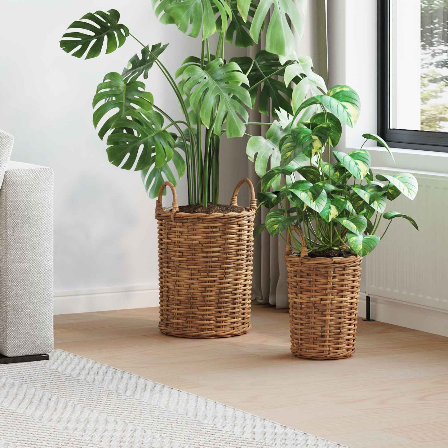 Blumentopfkorb Mit Speicher 2 Pcs Kubu Rattan
