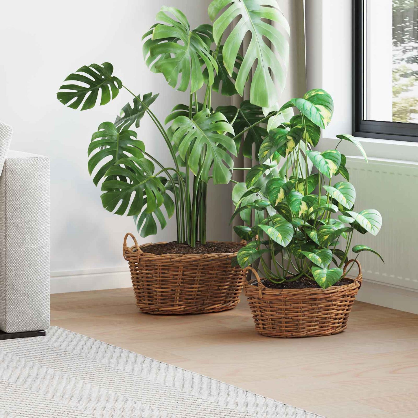 Blumentopfkorb Mit Speicher 2 Pcs Lacak Rattan