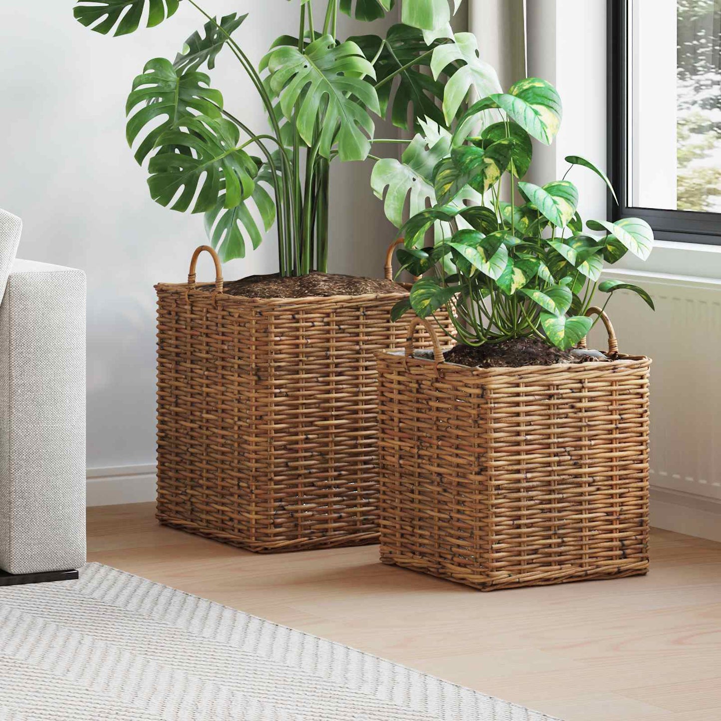 Pflanzer Korb Mit Speicher 2 Pcs Lacak Rattan