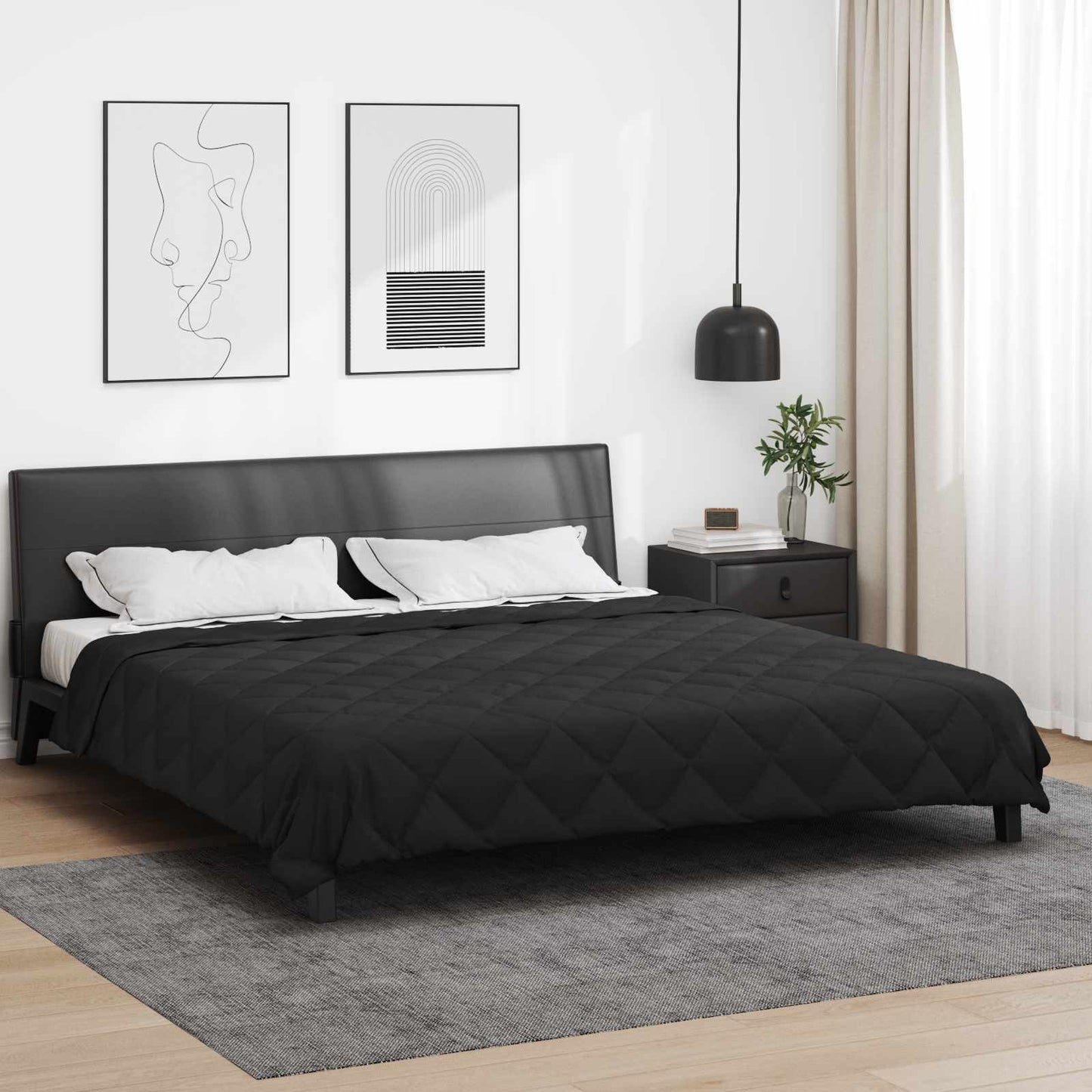 Ganzjahresbettdecke Mikrofaser Schwarz
