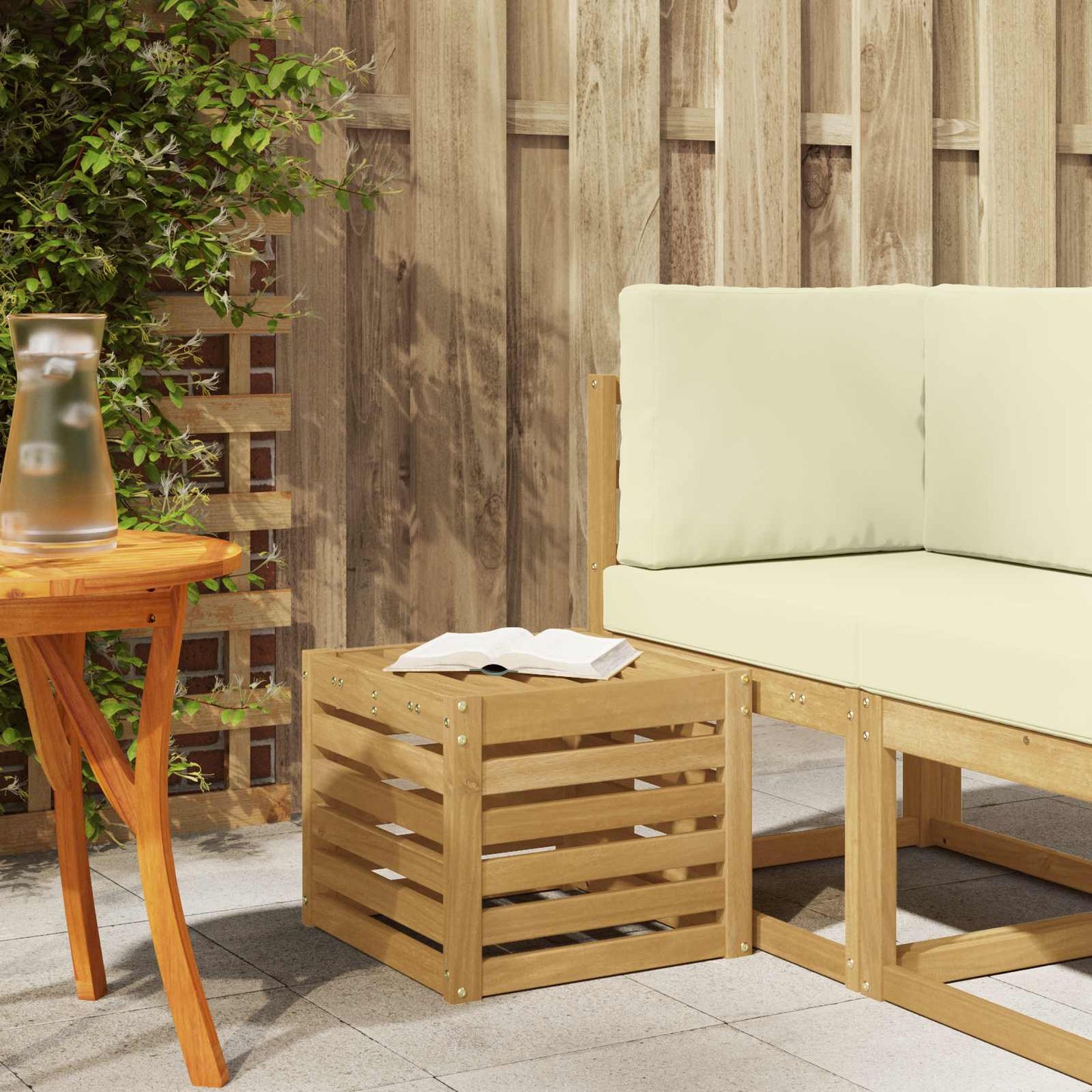 Outdoor Hocker Bank 115 X 43 X 37 Cm Massivholz Akazie