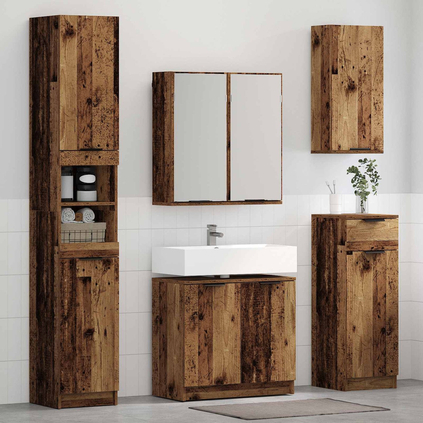Badezimmermöbel-Set Mit Regal 5 Pcs Holzwerkstoff