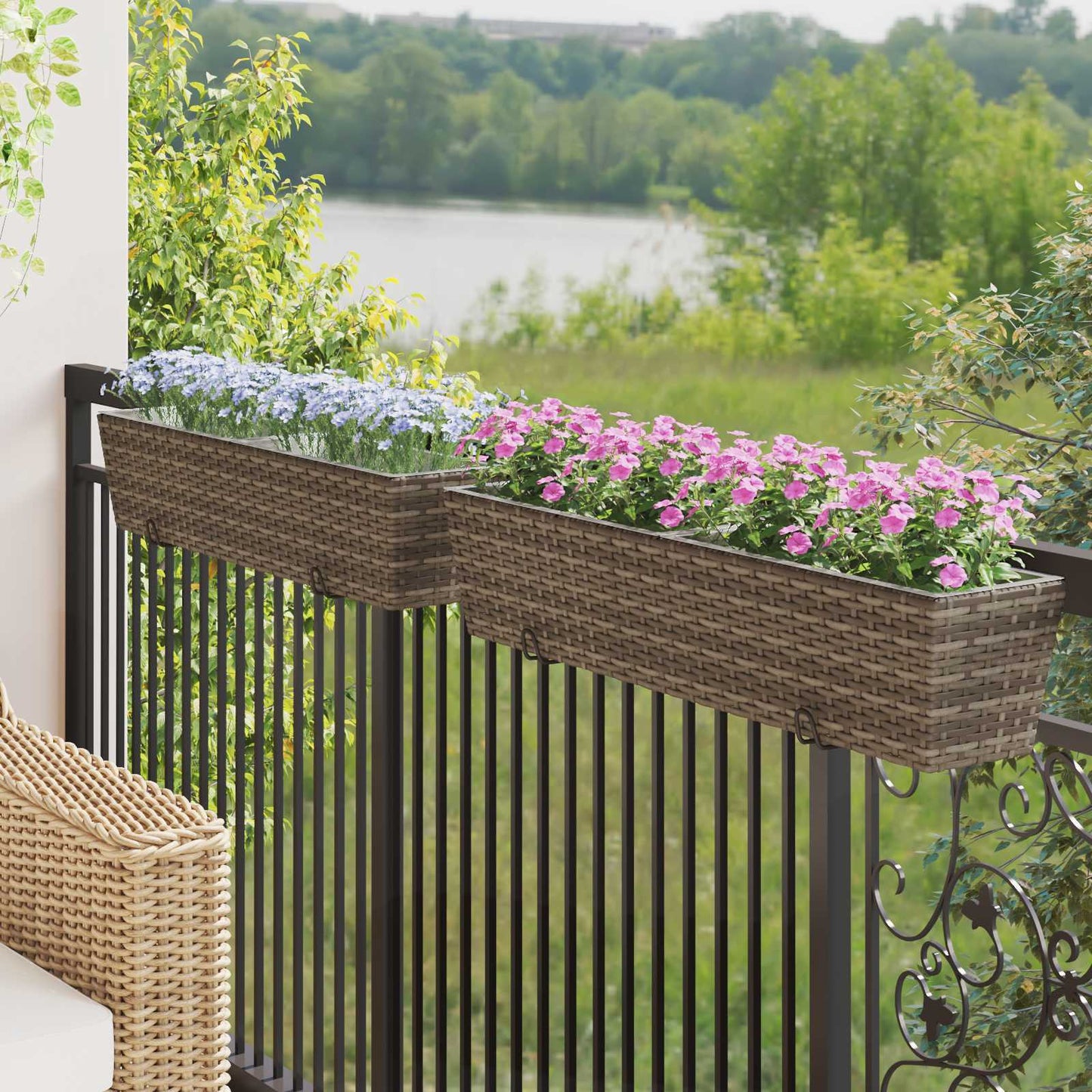 Balkon 2 Pcs 50 X 17 X 17 Cm Metall