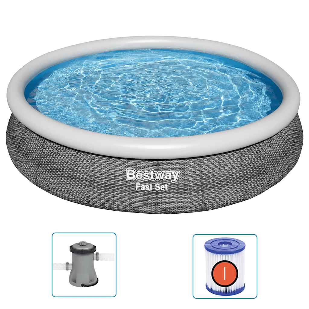 Bestway Swimmingpool-Set Rund 366X76 Cm Anthrazit