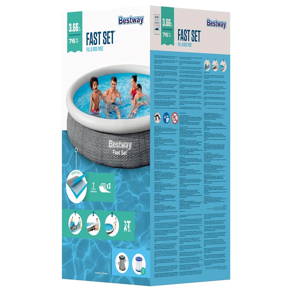 Bestway Swimmingpool-Set Rund 366X76 Cm Anthrazit
