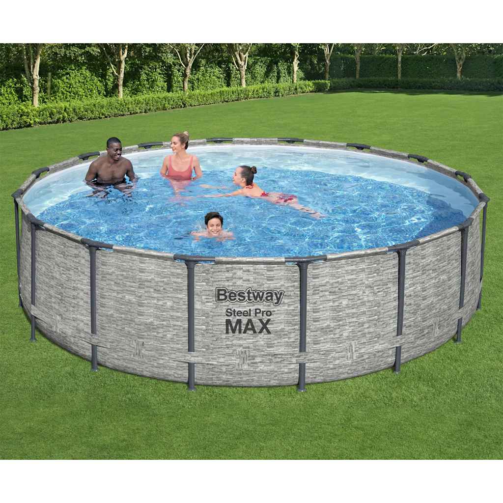 Bestway Power Steel Swimming Pool Rund 488X122 Cm Natur