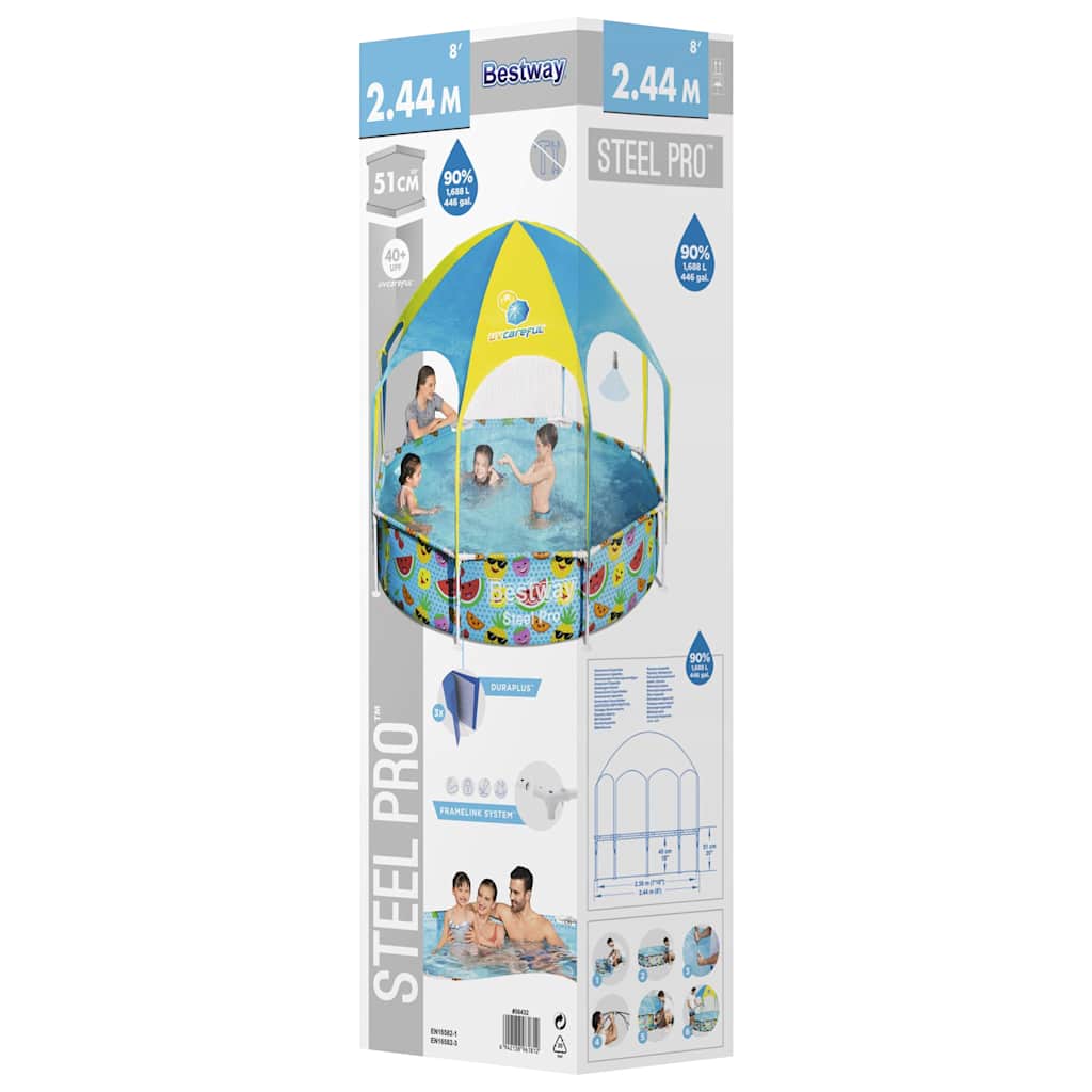 Bestway Steel Pro Uv Careful Aufstellpool Für Kinder 244X51 Cm