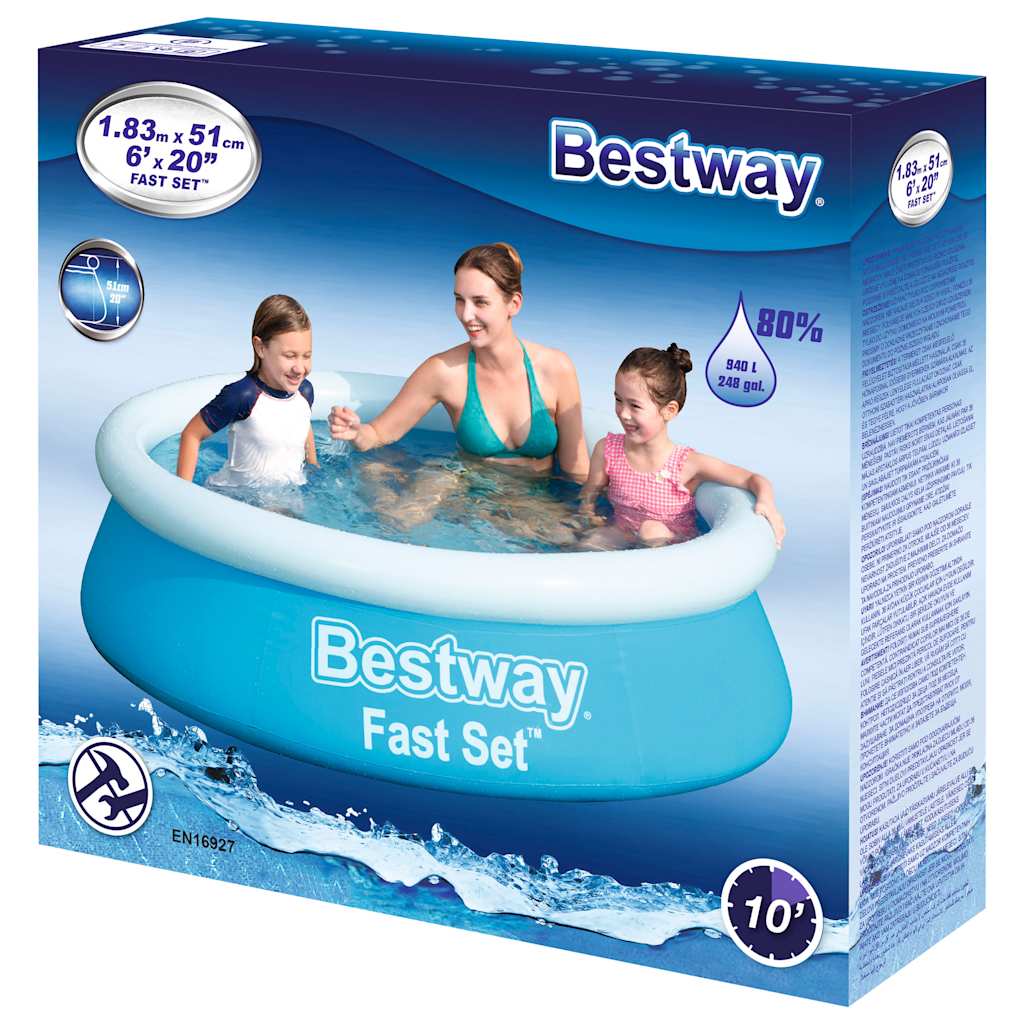 Bestway Fast Set Aufblasbarer Pool Rund 183X51 Cm Blau Blau Und Gelb