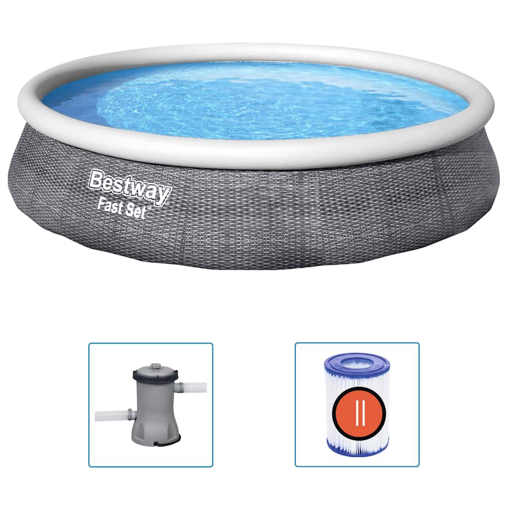 Bestway Fast Set Aufblasbares Pool-Set Mit Pumpe 396X84 Cm