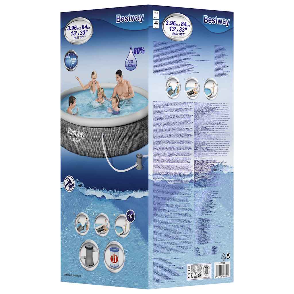 Bestway Fast Set Aufblasbares Pool-Set Mit Pumpe 396X84 Cm