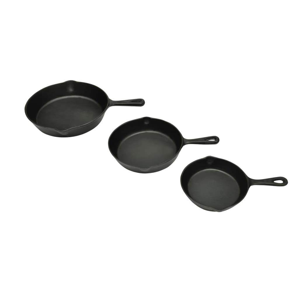 3-Tlg. Steakpfannen Set Gusseisen