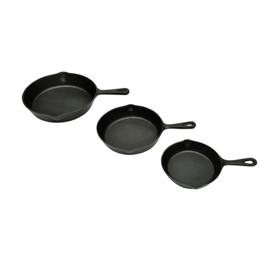 3-Tlg. Steakpfannen Set Gusseisen