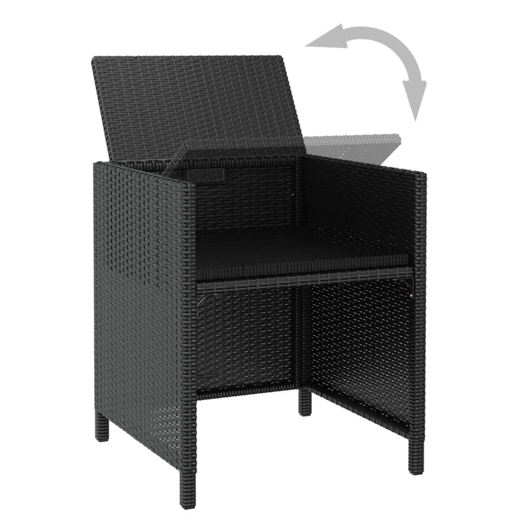 13-Tlg. Garten-Essgruppe Poly Rattan Akazienholz Schwarz
