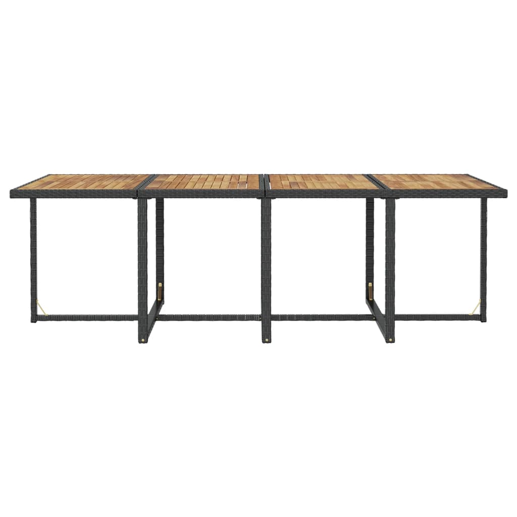 13-Tlg. Garten-Essgruppe Poly Rattan Akazienholz Schwarz