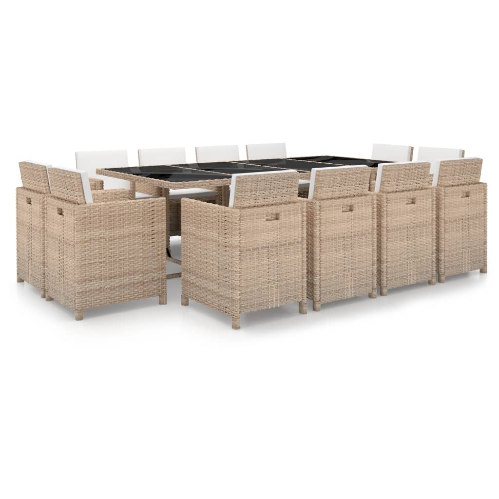 9-Tlg. Garten-Essgruppe Mit Auflagen Poly Rattan