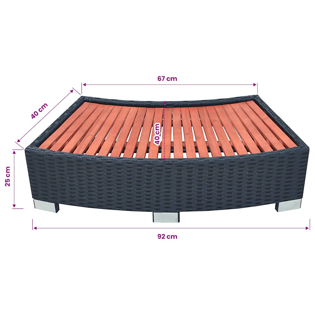 Spa-Einstiegsstufe Poly Rattan 92×45×25 Cm