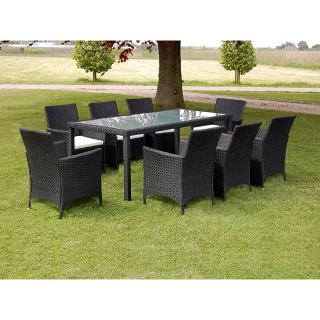 5-Tlg. Garten-Essgruppe Mit Auflagen Poly Rattan Braun