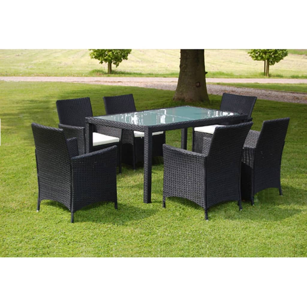 5-Tlg. Garten-Essgruppe Mit Auflagen Poly Rattan Braun