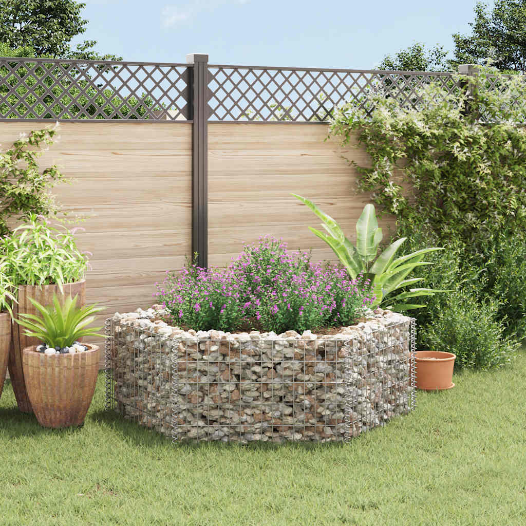 Sechseckiges Gabionen-Hochbeet 100×90×50 Cm