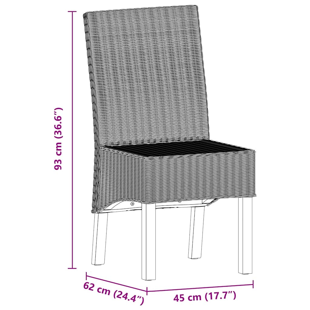 Esszimmerstühle 2 Stk. Braun Natürliches Rattan