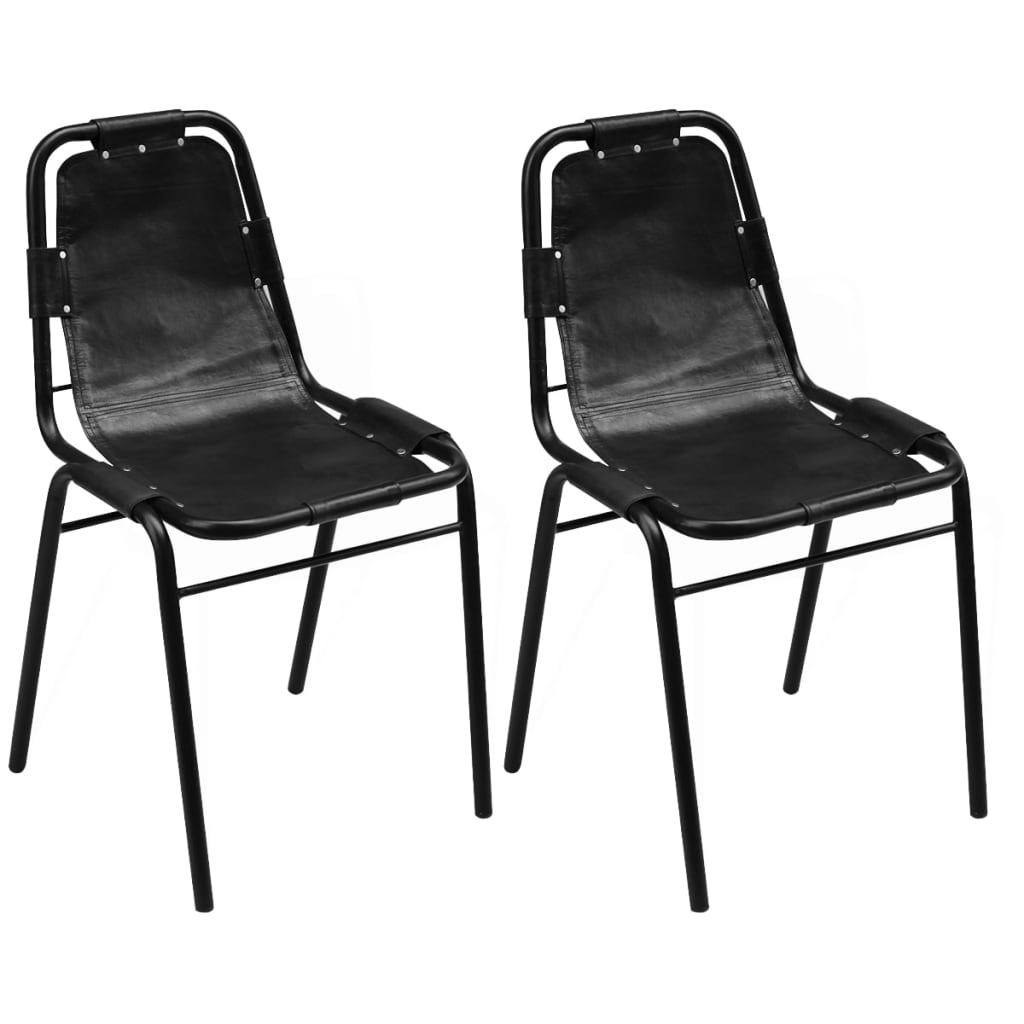 Esszimmerstühle 4 Stk. Schwarz Echtleder