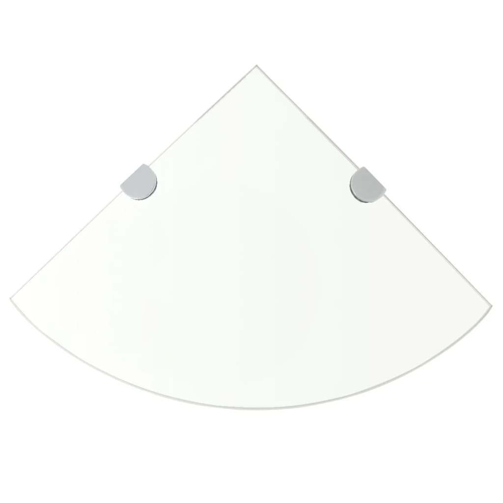 Eckregale 2 Stk. Mit Verchromten Halterungen Glas