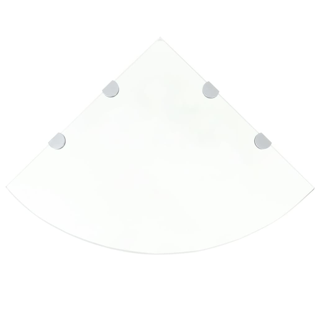 Eckregale 2 Stk. Mit Verchromten Halterungen Glas