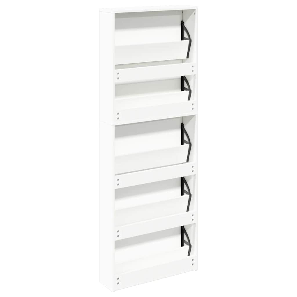 Schuhschrank Mit 5 Fächern Spiegel 63×17×169,5 Cm Weiß